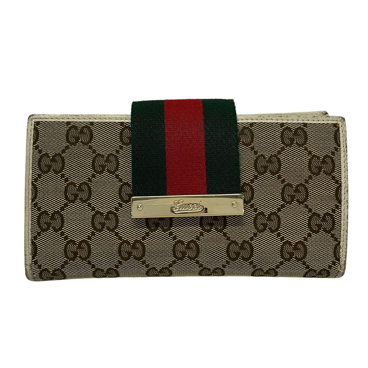 Gucci Gg Pattern, Shelly (Web) Long Wallet 181668 Beige Dark Brown Multi